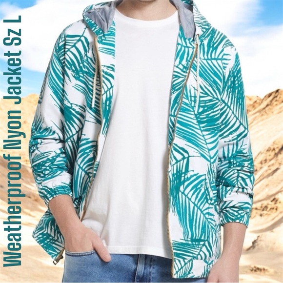 Weatherproof Vintage Leaf 🍁 Print Lined Nylon Jacket 🧥 Size Large NWT